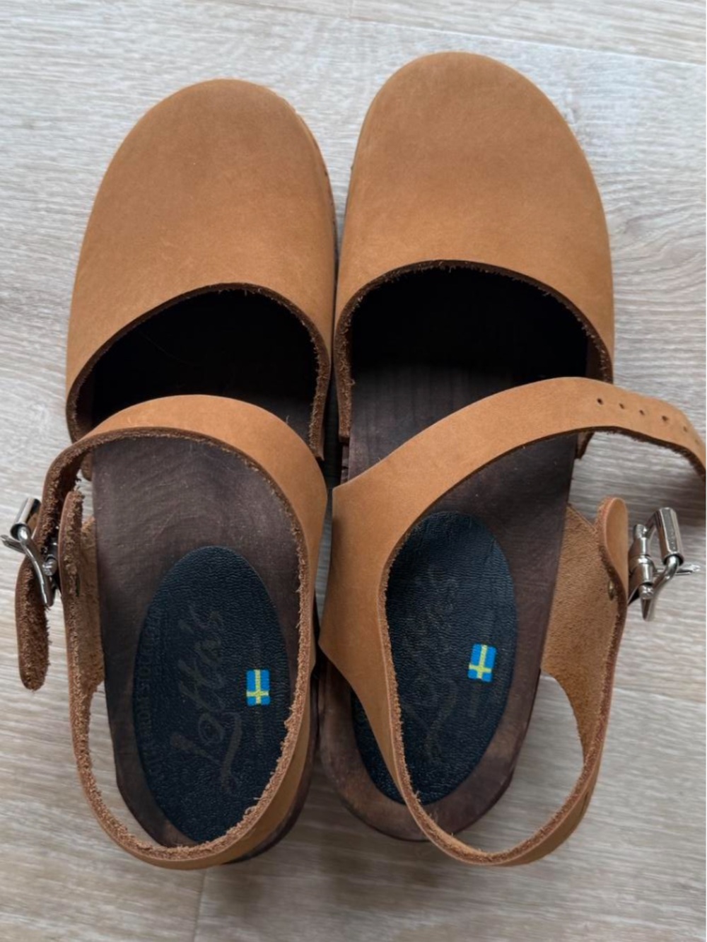 Lotta’s from Stockholm Classic Tan Clog with Adjustable Ankle Strap